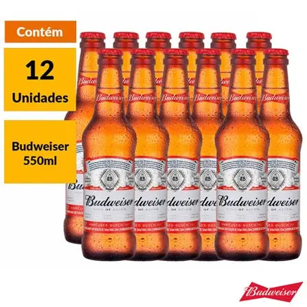 Kit com 12 Unidades de Cerveja Budweiser 550ml - Hollister